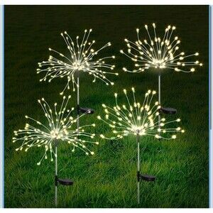 4 pcs Solar Firework Lights LED Outdoor Waterproof Path Lawn Yard Garden Decor